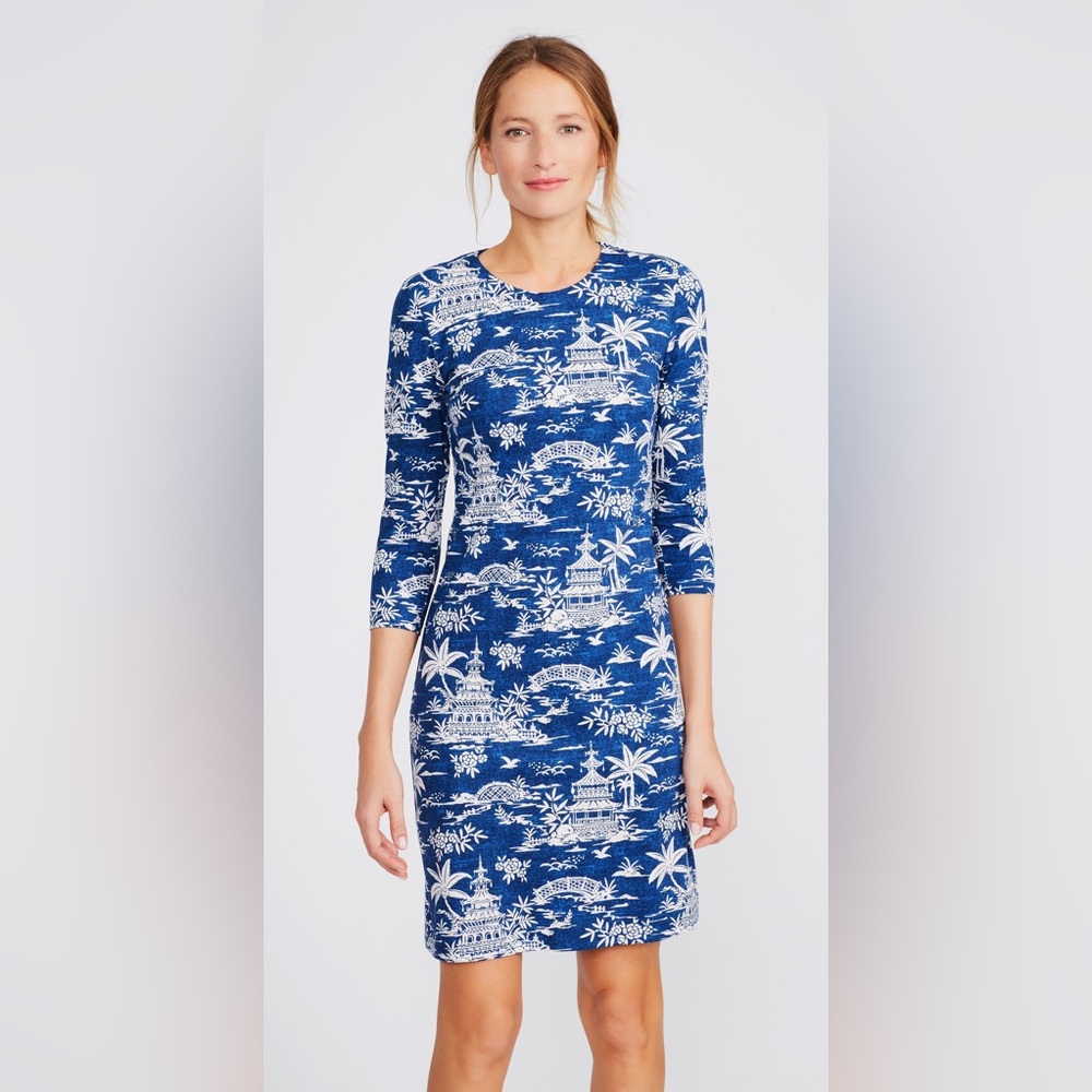 J. McLaughlin Sophia Dress in Tongsai Palms print